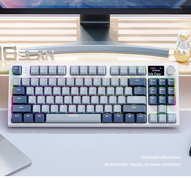 Attack Shark K86 Three-Mode RGB Bluetooth 2.4G Wired Illuminated Customizable Display Hot-Swappable Mechanical Keyboard_voghion.com