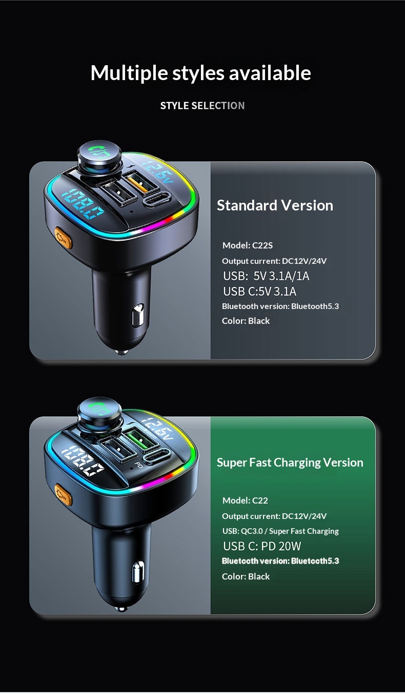 Bluetooth fm transmitter til bil med tabsfri lydkvalitet_voghion.com