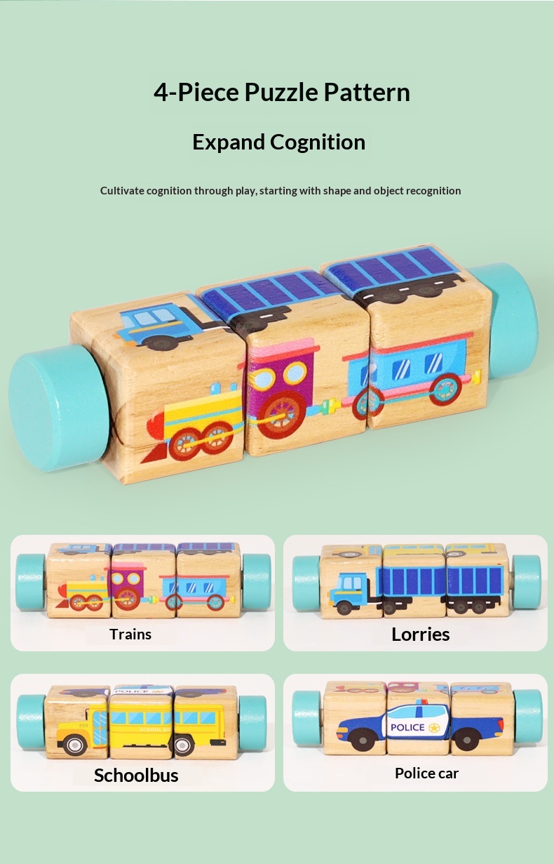 Quebra-cabeça de blocos giratórios para jardim de infância, de 3 a 6 anos, educativo, para aprendizagem precoce, interativo para pais e filhos._voghion.com