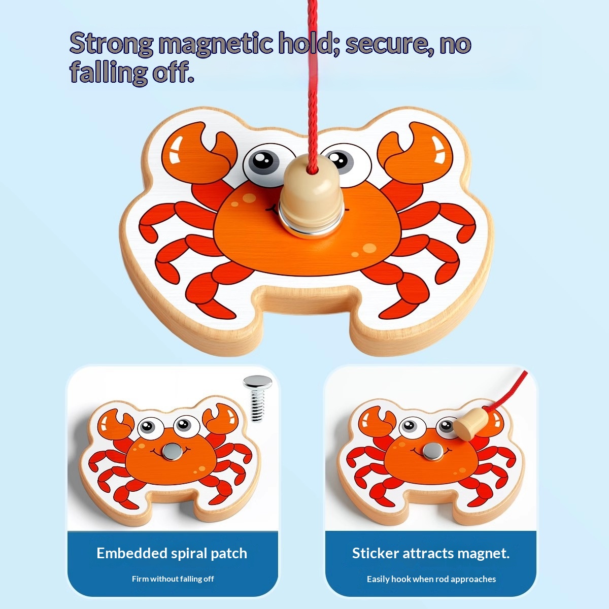 Giocattolo da pesca magnetico in legno per bambini da 1 a 3 anni, educativo per la prima infanzia, per lo sviluppo cognitivo nell'oceano e nei pesci._voghion.com