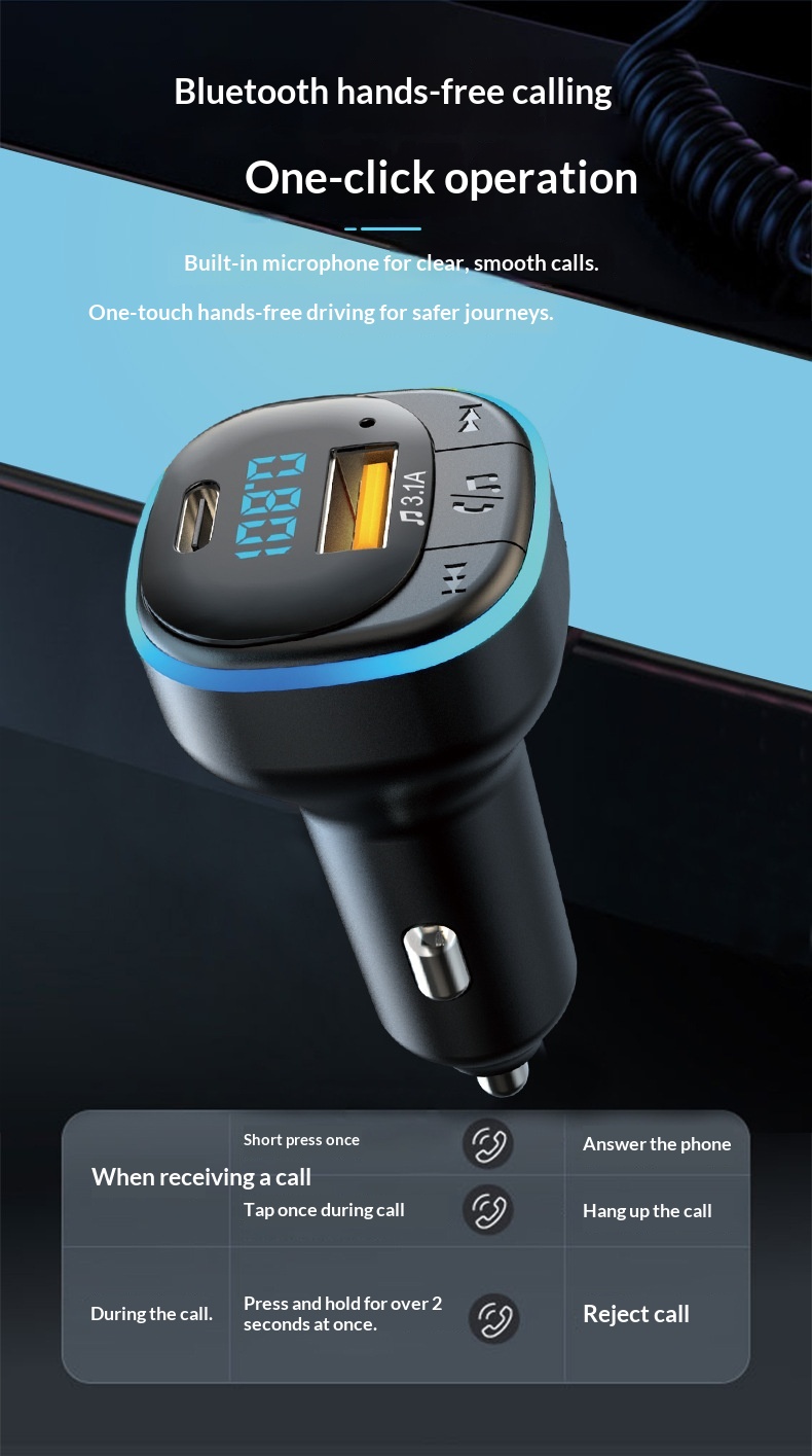 Gloednieuwe Bluetooth multifunctionele MP3-speler met FM-transmitter en autolader_voghion.com