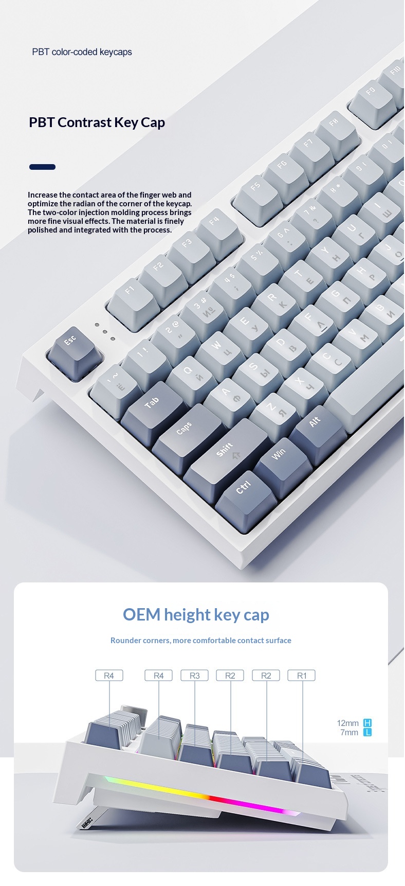 Tastiera da gioco meccanica wireless Bluetooth Attack Shark K86 Tri-Mode RGB con switch sostituibili a caldo, tastiera russa da gioco_voghion.com