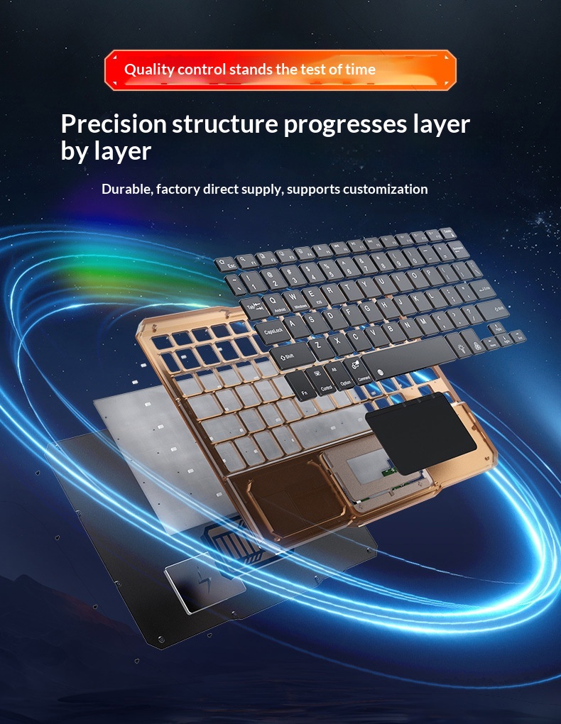 Compatible IPad Bluetooth Gradient Multi-System Device Silent Lightweight Portable 10inch Luminous Transparent Keyboard_voghion.com