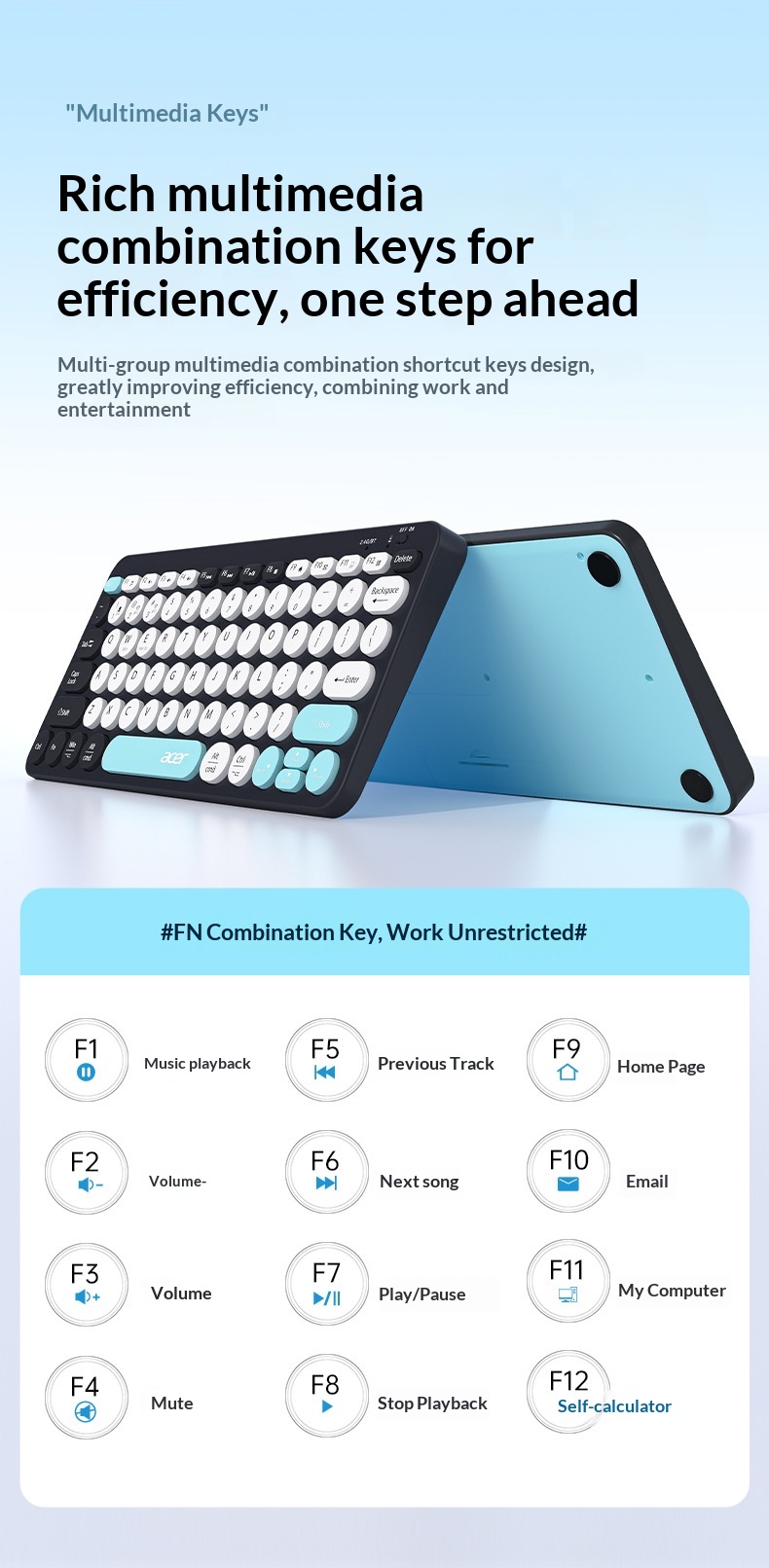 Teclado inalámbrico Bluetooth de modo dual, recargable y silencioso para iPad, teléfono móvil, tableta, ordenador Mac, compacto y bonito._voghion.com