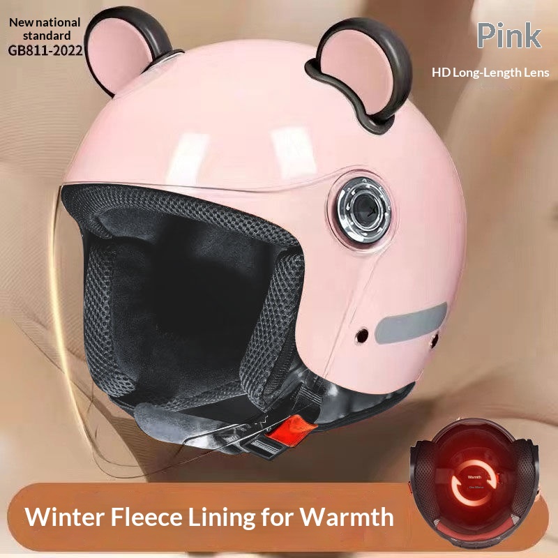 Elektrofahrrad für Damen und Herren, winterfester, warmer und niedlicher Fahrradhelm, Motorrad-Halbhelm_voghion.com