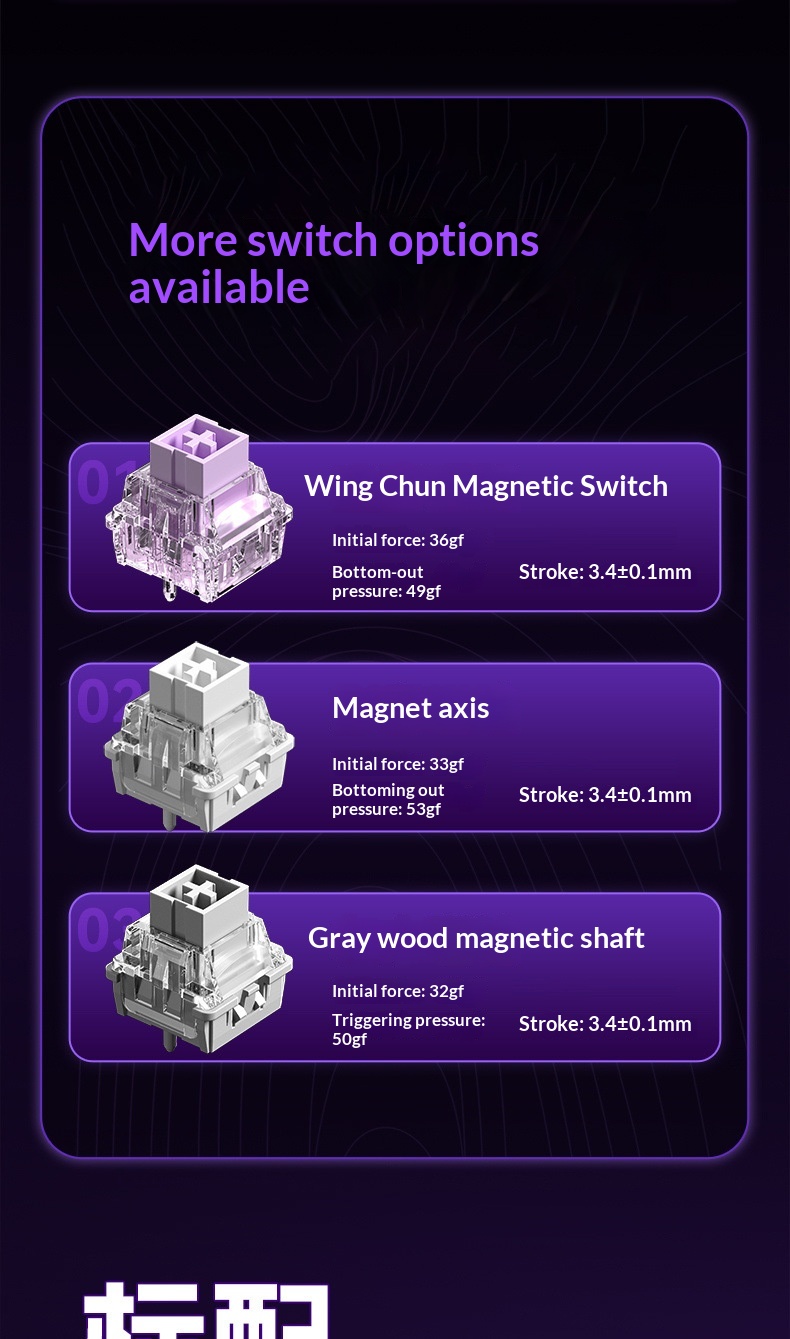 Teclado com interruptor magnético e gravação lateral, mecânico e personalizável, ideal para jogos de eSports em tempo real, FPS, Valorant e CS._voghion.com