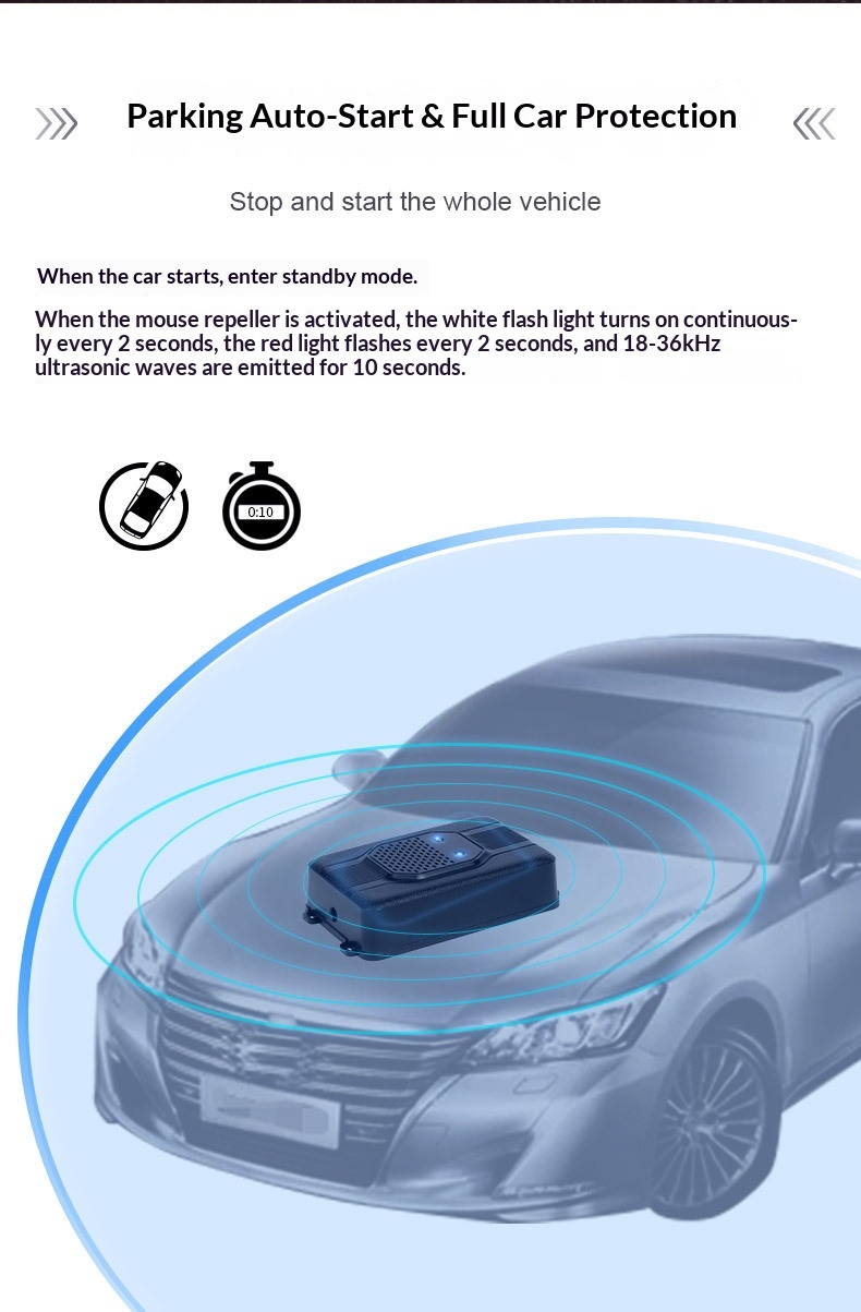 Repellente per topi silenzioso elettronico a ultrasuoni Animal Smart, installabile in auto._voghion.com