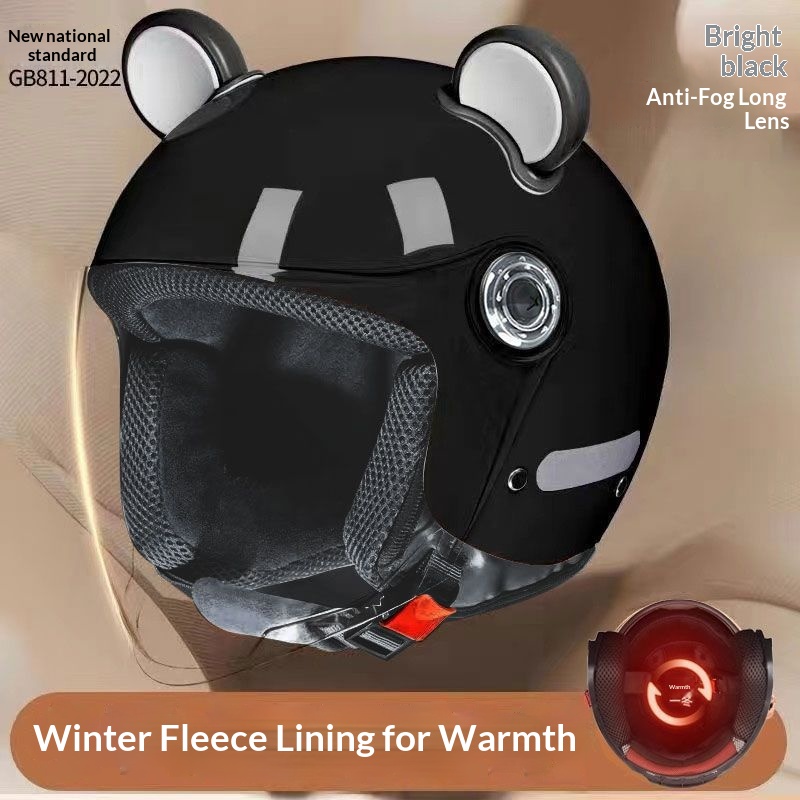 Elektrofahrrad für Damen und Herren, winterfester, warmer und niedlicher Fahrradhelm, Motorrad-Halbhelm_voghion.com
