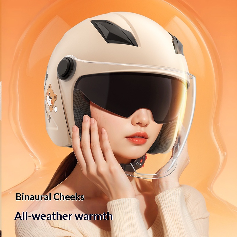 Nuovo casco da moto elettrico 3C per uomo e donna, caldo invernale, antiappannamento con scaldacollo, doppio modello di grande successo_voghion.com