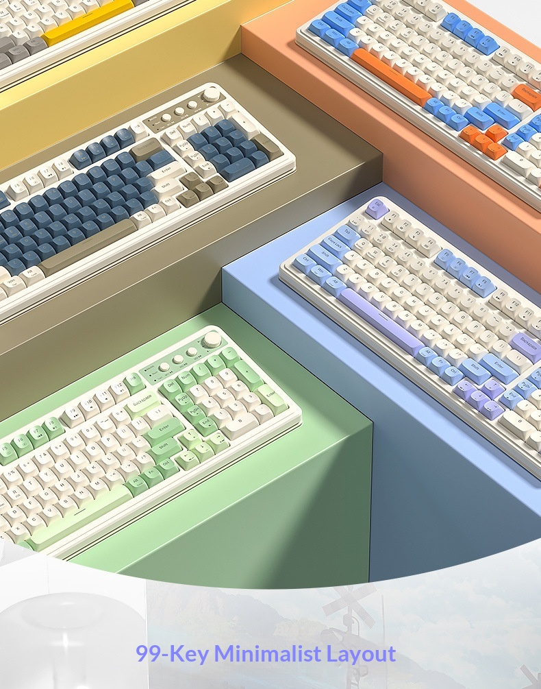 Teclado inalámbrico Bluetooth de tres modos, de alta calidad, para juegos, oficina y escritura, compatible con ordenadores de sobremesa y portátiles. Recargable._voghion.com