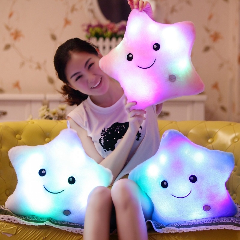 Cross-border Colorful Luminous Pillow Glowing Pentagram Star Plush Toy Children's Birthday Gift_voghion.com