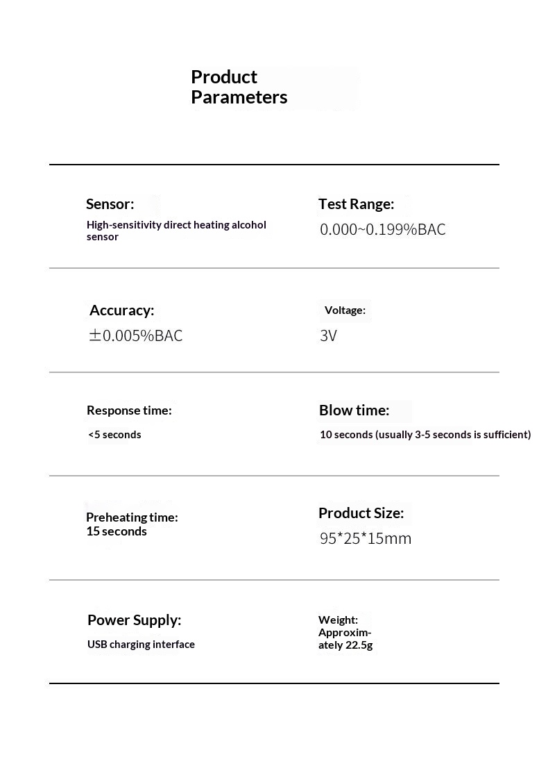 Tester Detection, Breathalyzer, High Precision Alcohol Concentration Detector For Drunk Driving_voghion.com