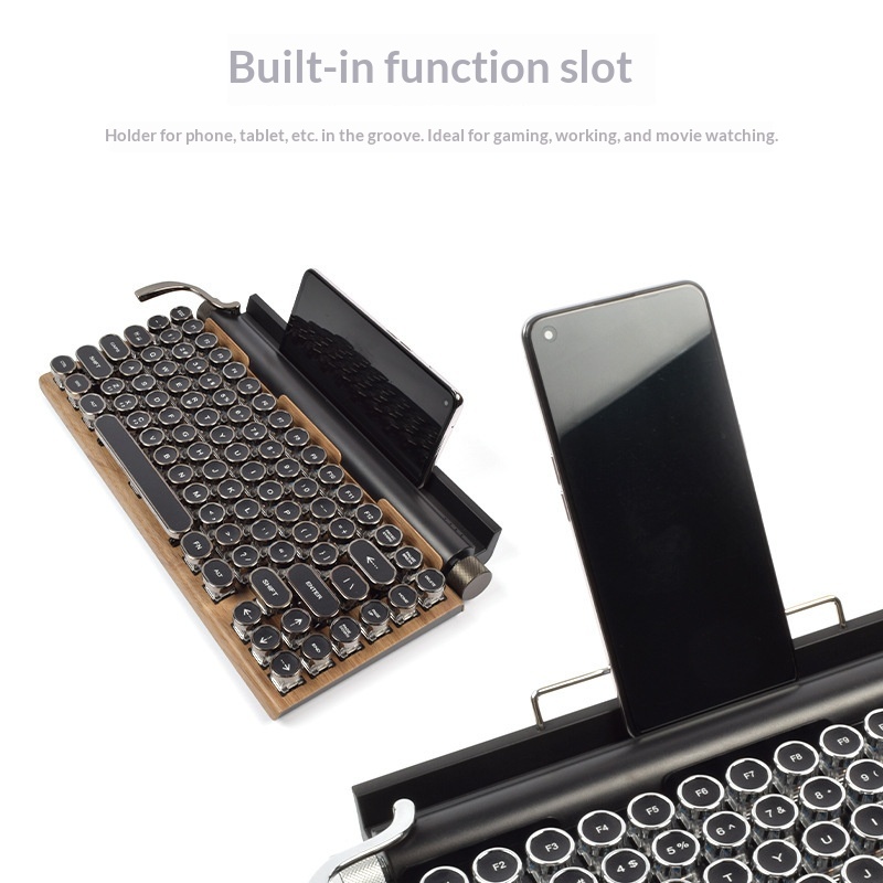 Cross-Border Source Punk Retro Gaming Internet Cafe Kabelgebundene Kabellose Bluetooth Mechanische Tastatur mit blauen Schaltern_voghion.com