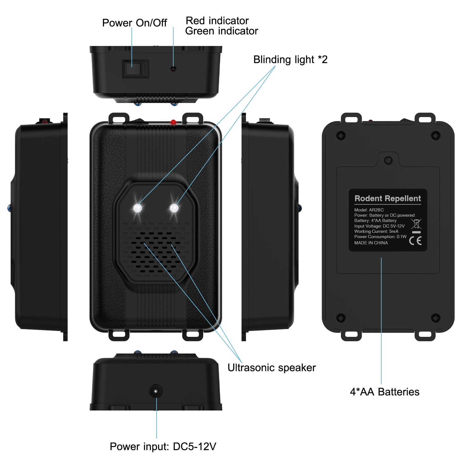 Repellente per topi silenzioso elettronico a ultrasuoni Animal Smart, installabile in auto._voghion.com