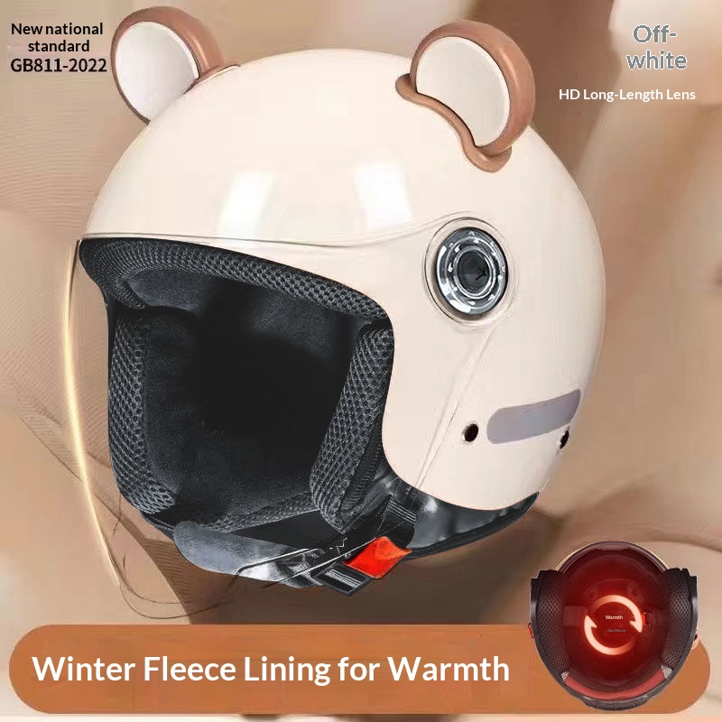Elektrofahrrad für Damen und Herren, winterfester, warmer und niedlicher Fahrradhelm, Motorrad-Halbhelm_voghion.com