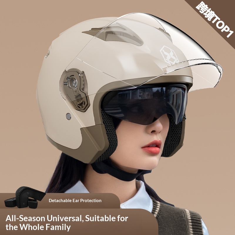 Foreign Trade Exclusive Motorcycle Men Winter Warm Electric Scooter Half For Women All-Season Universal Sun Protection_voghion.com