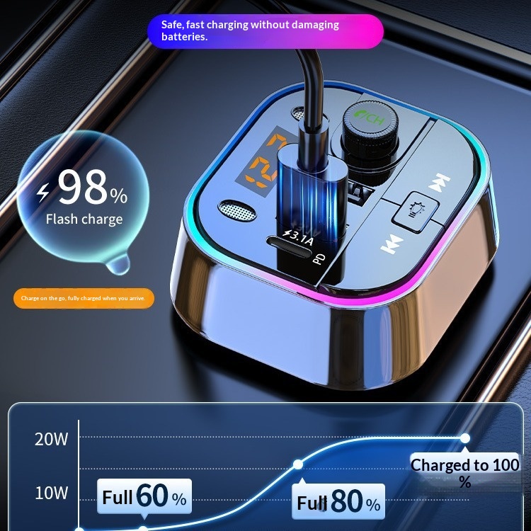 Bluetooth Receiver Lossless Sound Quality MP3 Music Player Car Adapter With Fast Charging Cigarette Lighter Wholesale_voghion.com