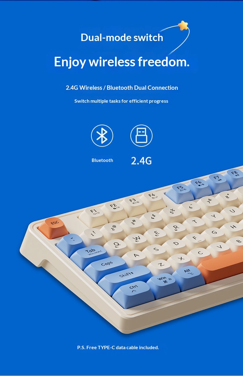 Teclado y ratón inalámbricos Bluetooth Forerunner V1 con tacto mecánico, silenciosos, para hombre y mujer, ideales para la oficina o la oficina. Excelente relación calidad-precio._voghion.com