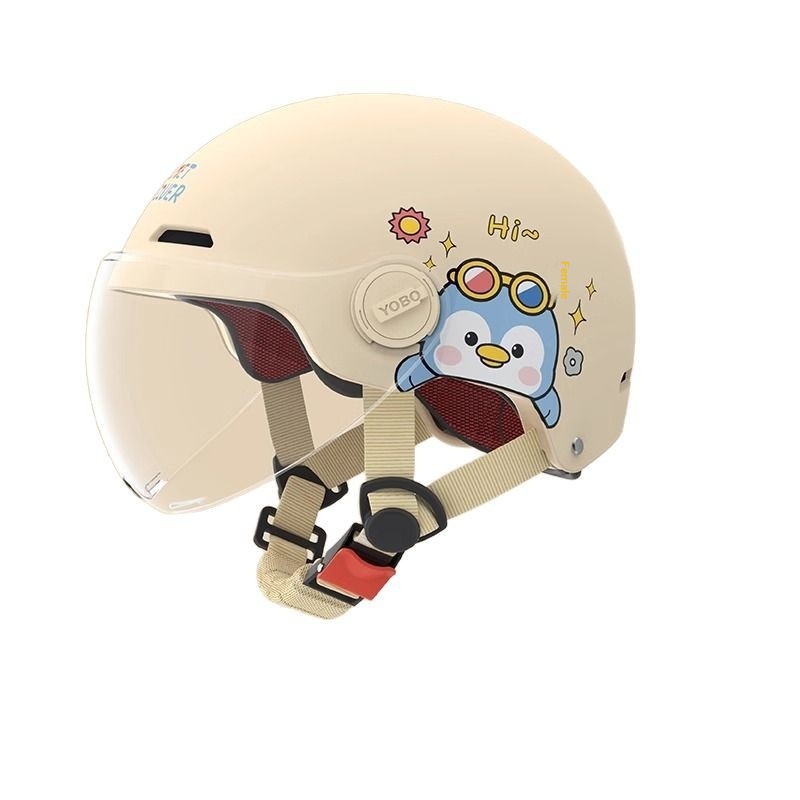 Novo capacete aberto para motocicleta elétrica com certificação nacional 3C, para meninos e meninas. Capacete infantil fofo._voghion.com