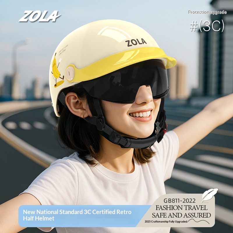 3C Certified Half Helmet Motorcycle Painted All-Season Sun Protection Hat Scooter Riding Electric Bike Detachable_voghion.com