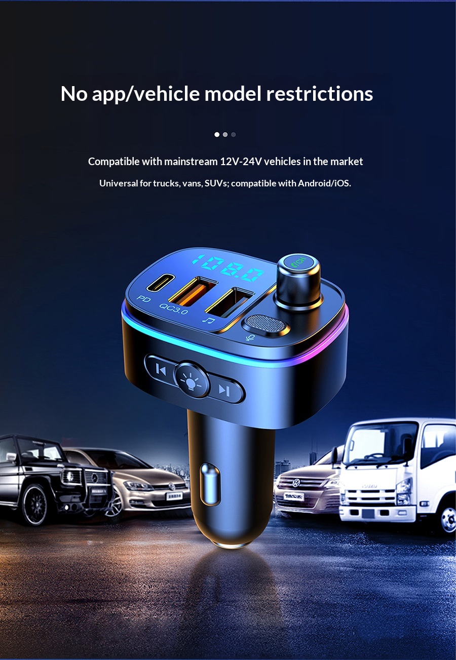 Player PD/QC3.0 Fast Charging T65 Hands-Free Car Bluetooth MP3_voghion.com