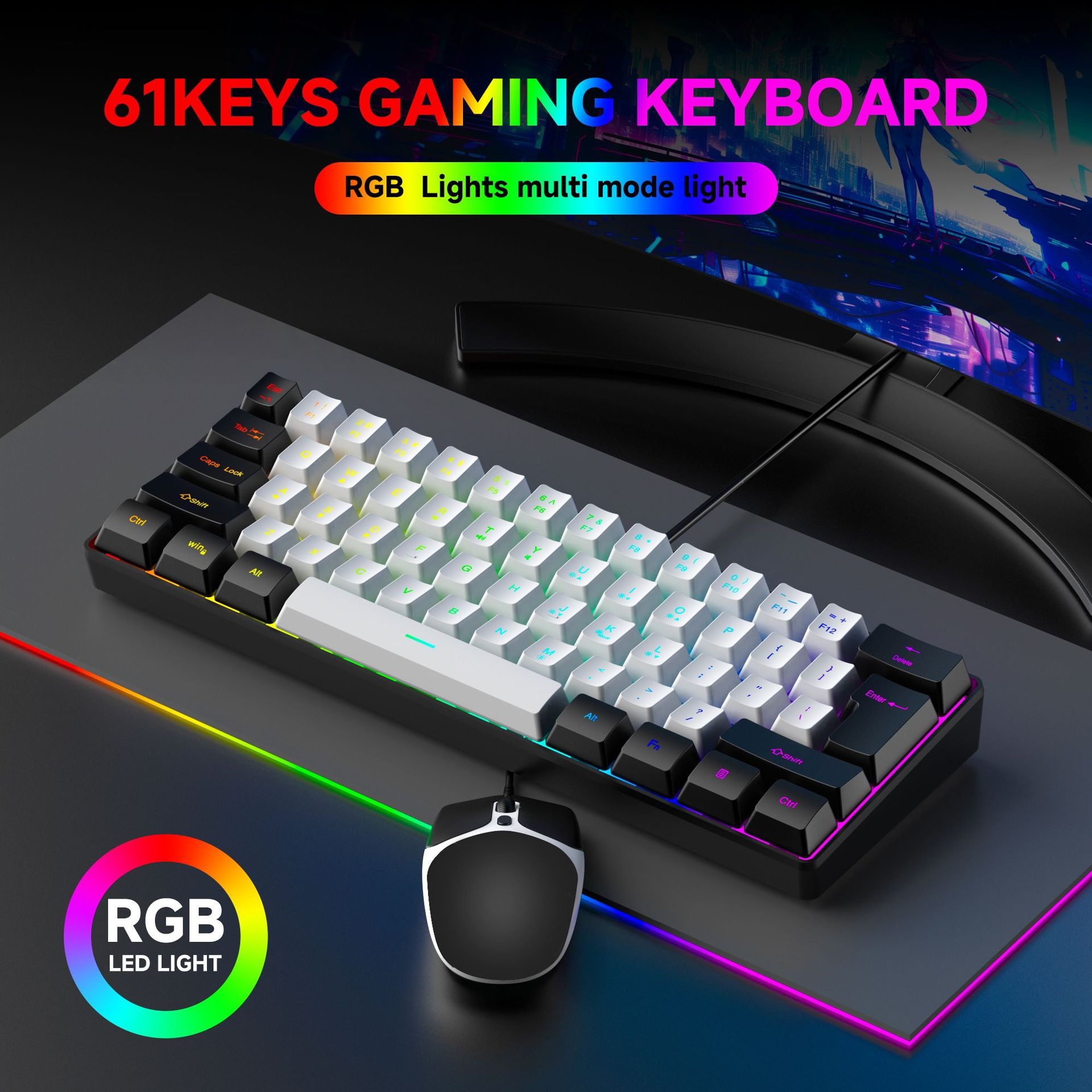 Rgb Gaming Keyboard And Mouse Set Wired 61-key Compact Design_voghion.com