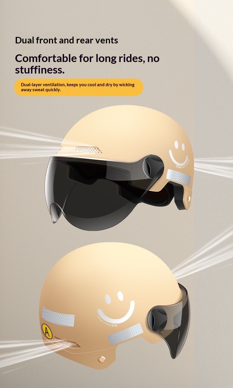 Monopattino elettrico certificato 3C per donne, casco da moto traspirante con protezione solare estiva, adatto a tutte le stagioni._voghion.com