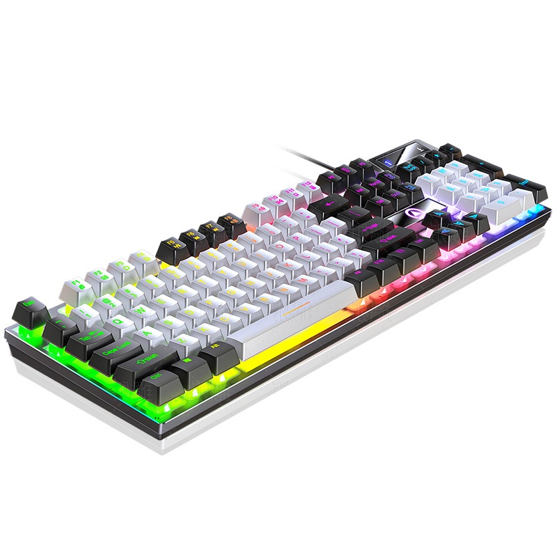 Teclado con cable para juegos Silver Eagle K500, con bloques de color, luminoso y tacto mecánico, accesorios para ordenador de sobremesa._voghion.com