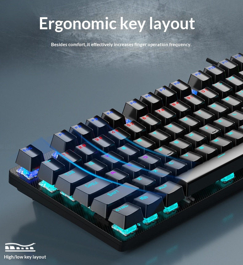 Tastiera USB luminosa Wolf Spider S2022 Meccanica Verde Axis per computer desktop e portatili, ideale per giochi e-sport._voghion.com