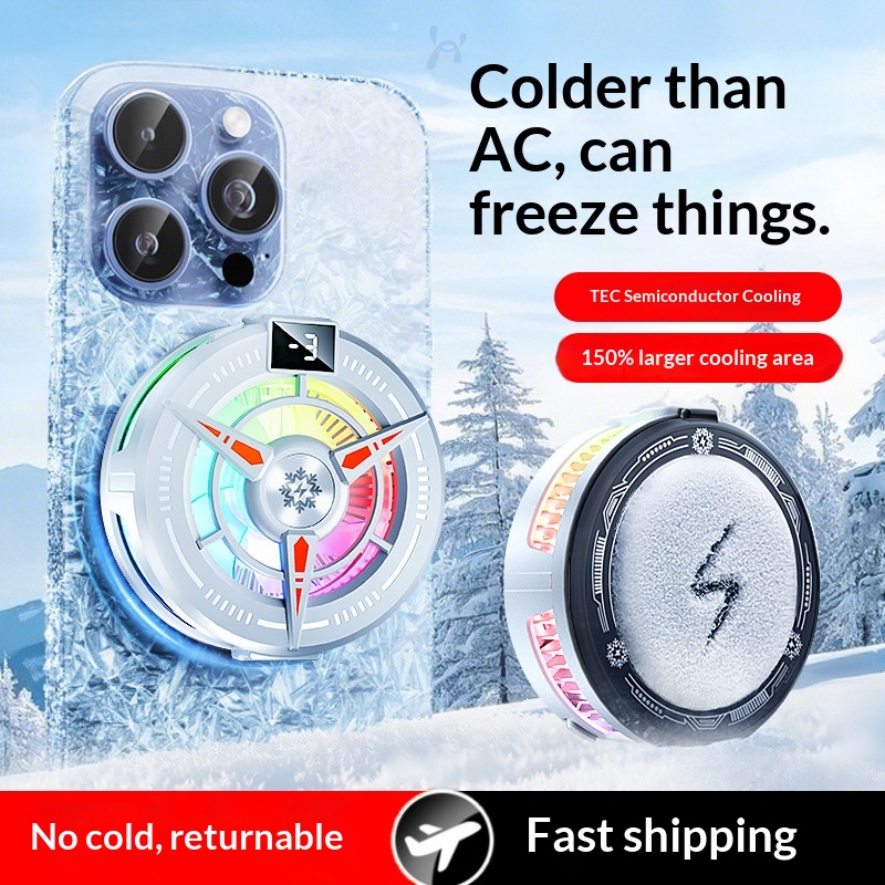 Refroidisseur de téléphone à clip magnétique arrière, refroidissement par semi-conducteurs, contrôle de température à trois niveaux, affichage numérique avec voyant lumineux, en direct_voghion.com