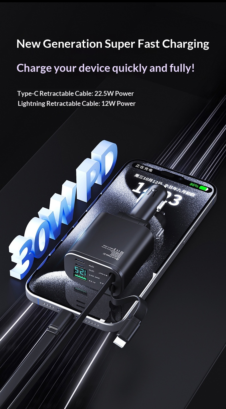 Premium Fast Charging Car Cigarette Lighter Adapter 1 To 5 Splitter_voghion.com