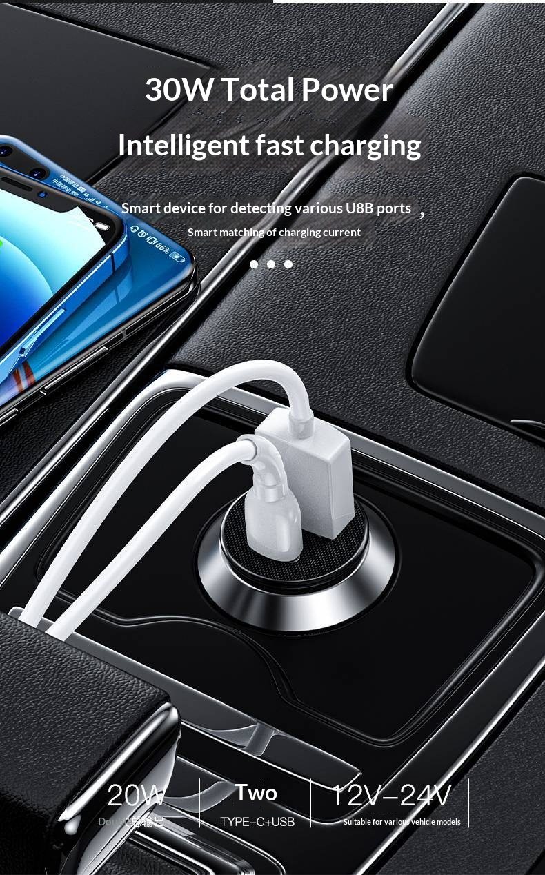 Pisen mini autolader 30w pd voor smartphone en tablet_voghion.com