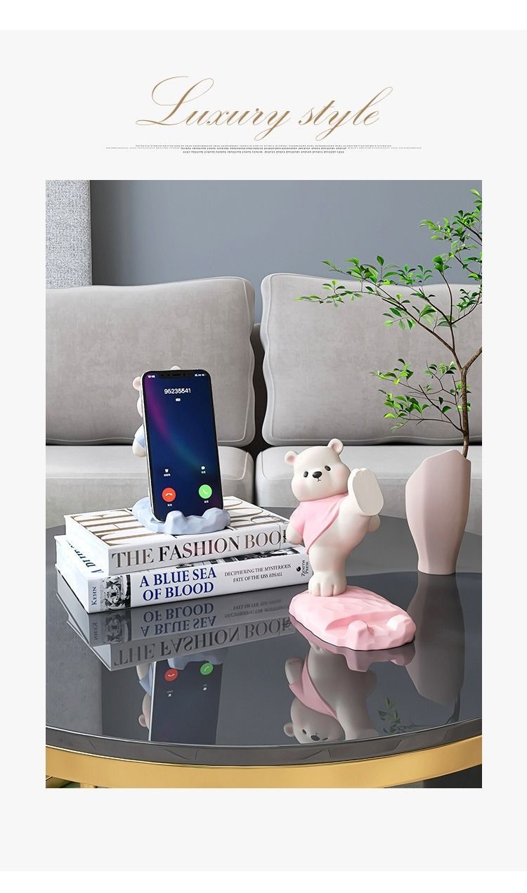 Support de téléphone ours mignon décoration de bureau et maison_voghion.com