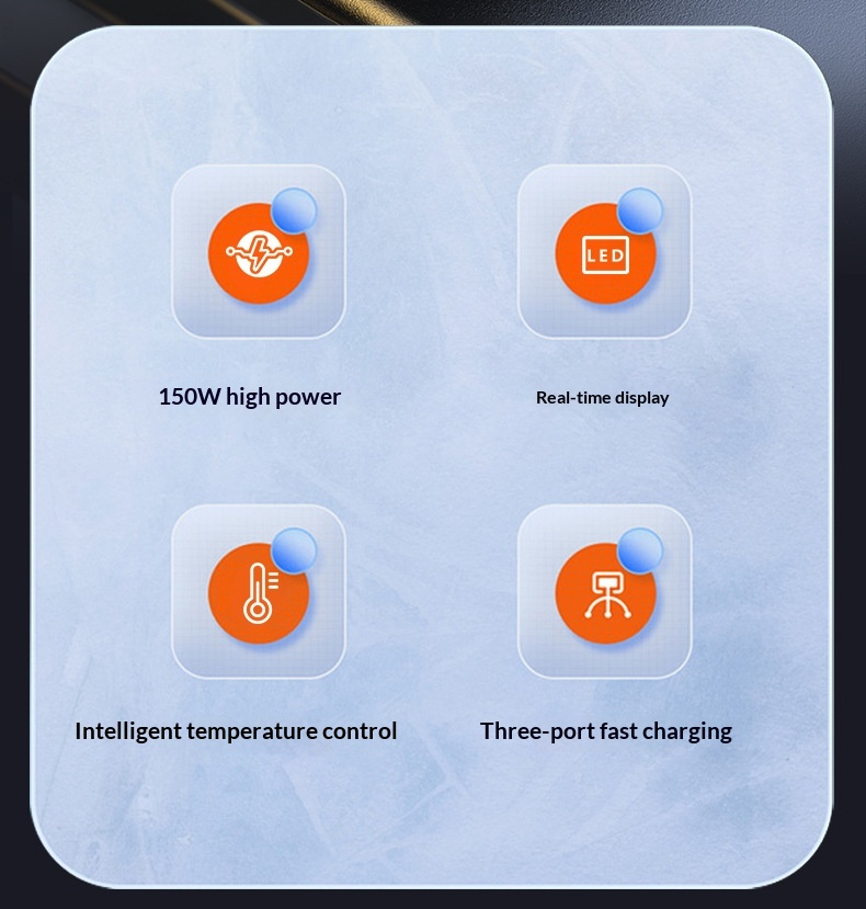 Caricabatterie ad alta potenza da 150 W, ricarica super rapida, multifunzione con display digitale della tensione, inverter per auto._voghion.com