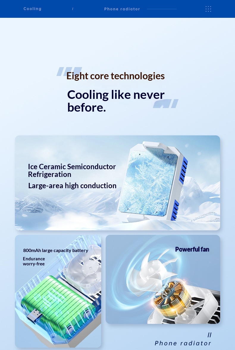 Mobile Phone Cooler Semiconductor Live Streaming Game Three-Level Adjustment Fast Cooling Artifact_voghion.com