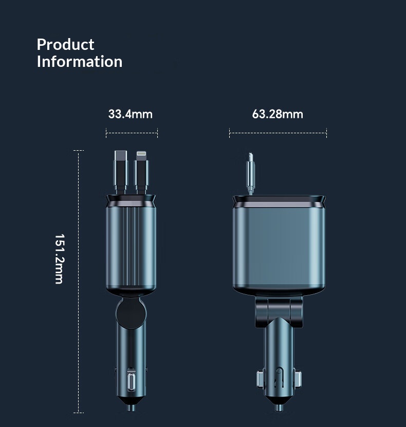 Starry Sky Car Charger 120w Super Fast With Retractable Cable_voghion.com