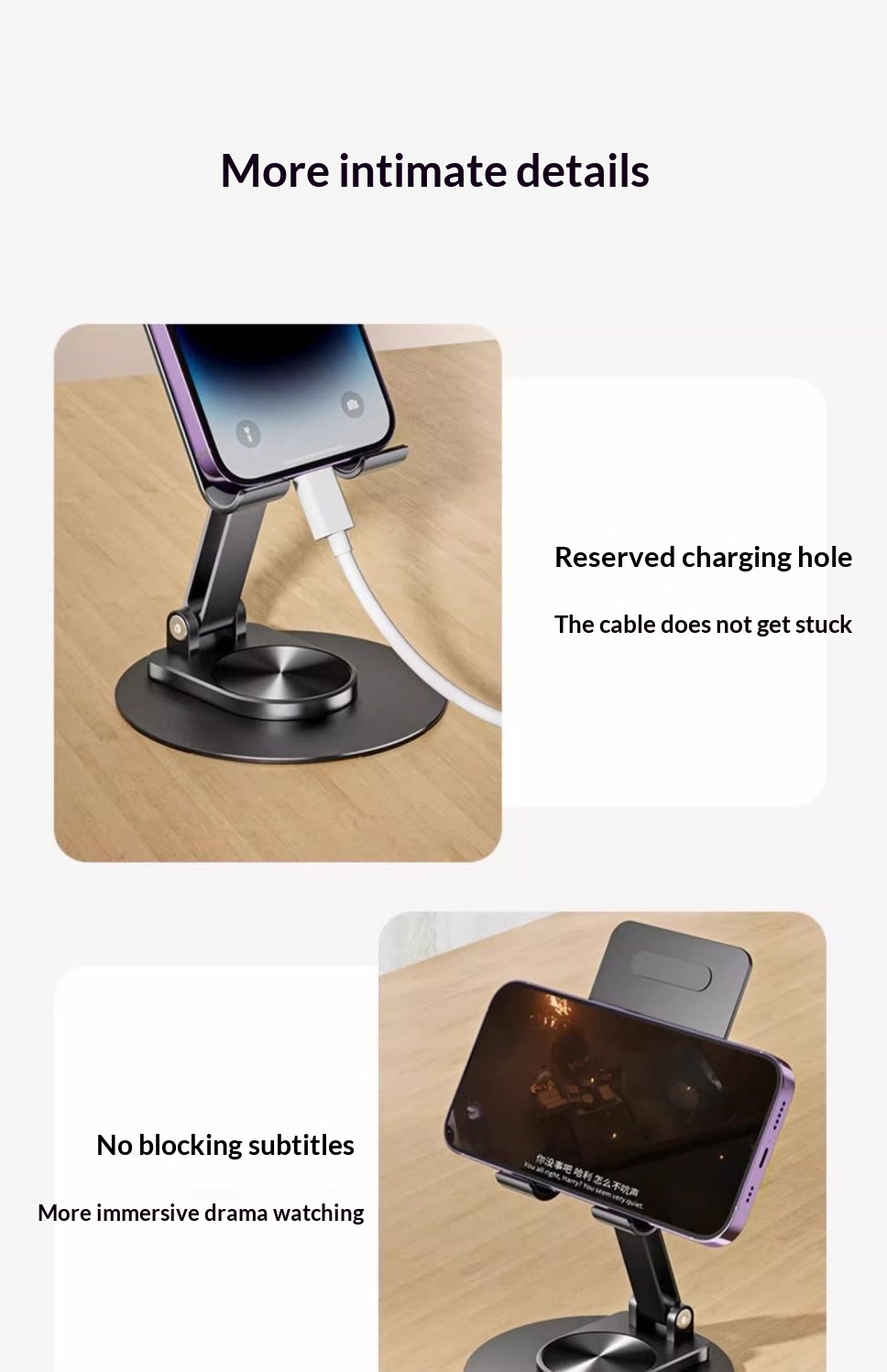 Supporto da tavolo in metallo girevole, pieghevole e regolabile in altezza per telefono e tablet, modello 2025, nuovo e pratico._voghion.com