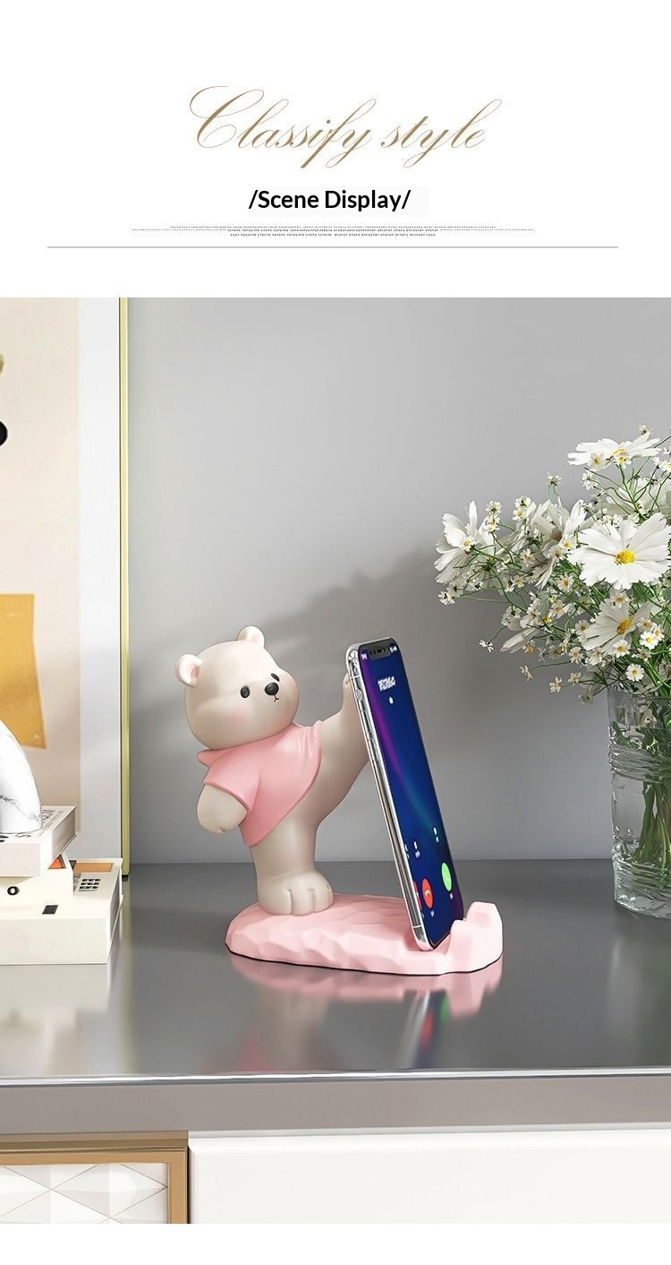 Support de téléphone ours mignon décoration de bureau et maison_voghion.com