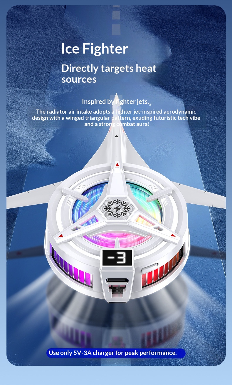 Phone Cooler Semiconductor Ice Magnetic Absorption Digital Display Three-Level Adjustment RGB Lighting Silent Cooling_voghion.com