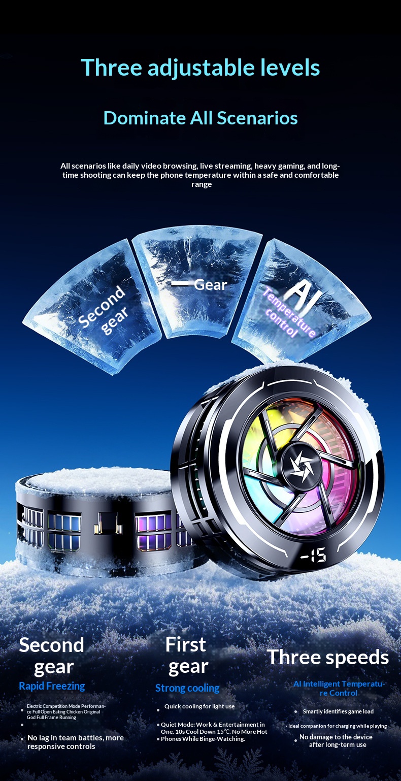 SL70 Mobile Phone Cooler With Semiconductor Refrigeration, AI Temperature Control, Rapid Cooling, True Freezing,_voghion.com