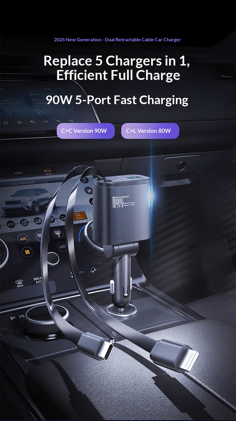 Premium Fast Charging Car Cigarette Lighter Adapter 1 To 5 Splitter_voghion.com