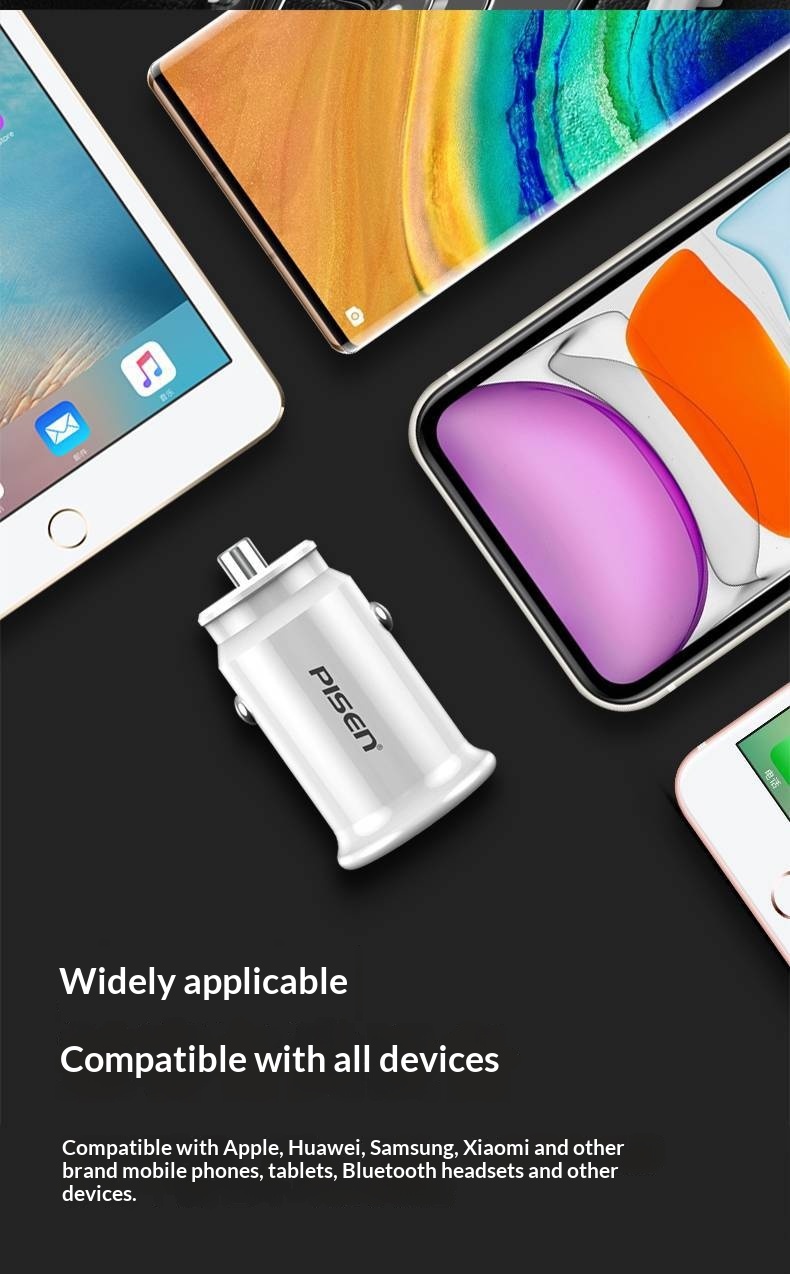 Pisen mini autolader 30w pd voor smartphone en tablet_voghion.com