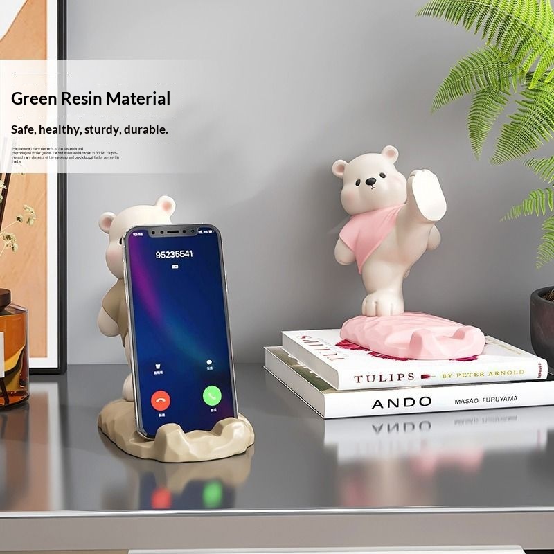 Support de téléphone ours mignon, décoration de bureau, objet anti-stress et apaisant, cadeau idéal pour les filles paresseuses_voghion.com