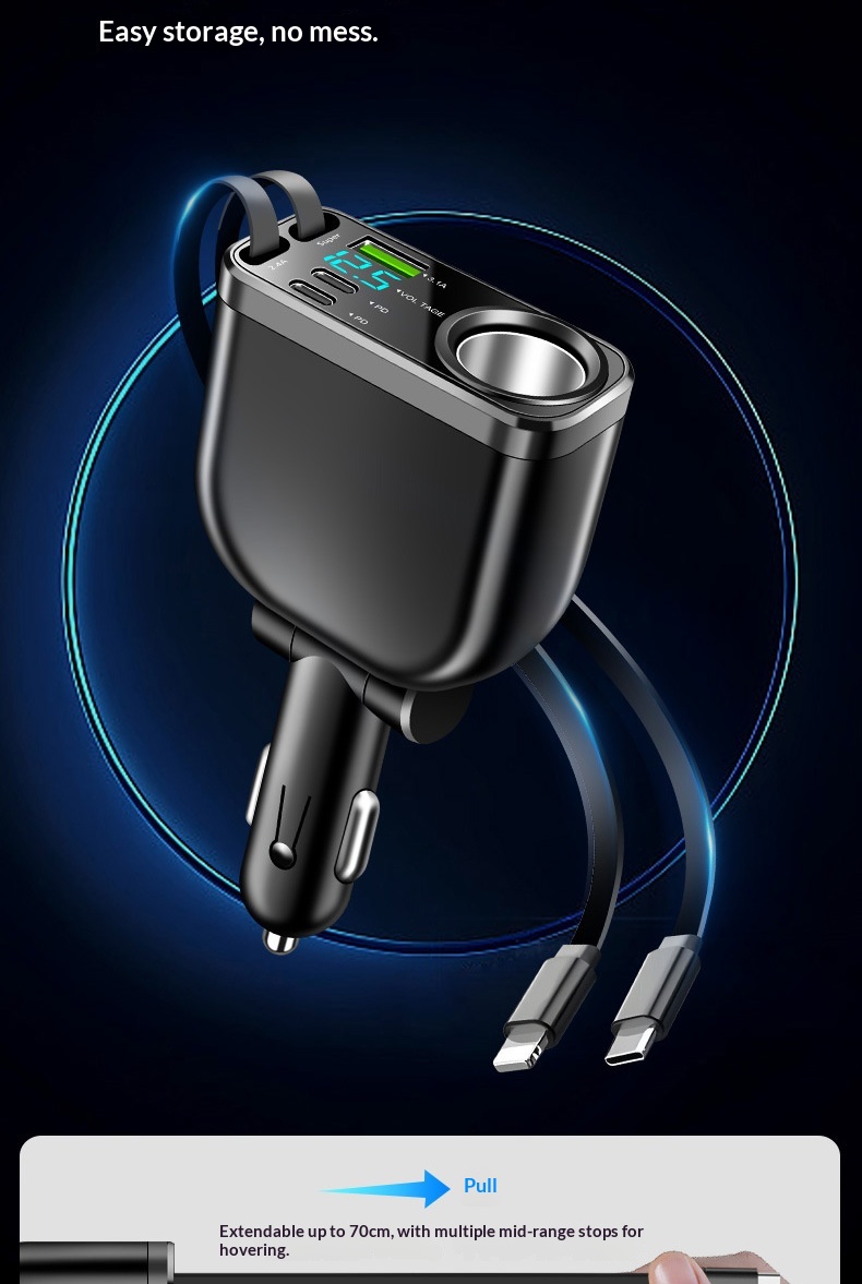 Adattatore multifunzione per caricabatterie da auto con presa accendisigari per ricarica super rapida del telefono cellulare._voghion.com