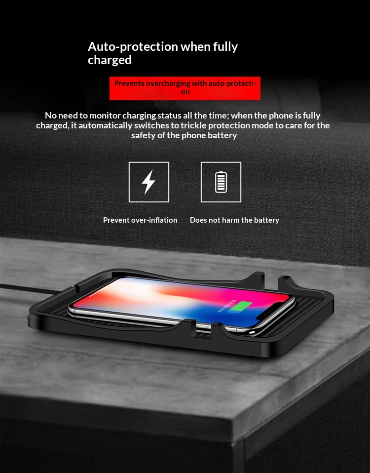 Caricabatterie wireless auto con tappetino antiscivolo telefono_voghion.com