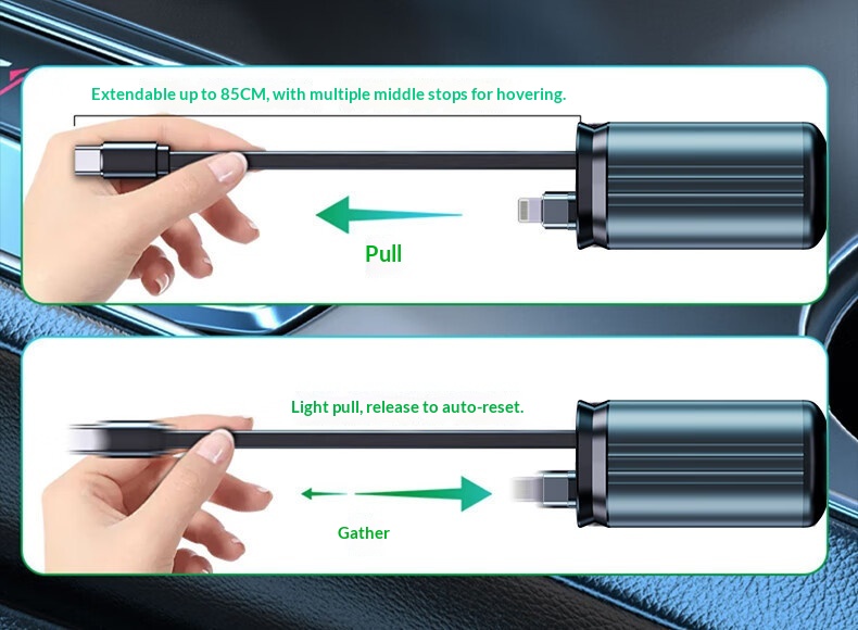 Starry Sky Car Charger 120w Super Fast With Retractable Cable_voghion.com
