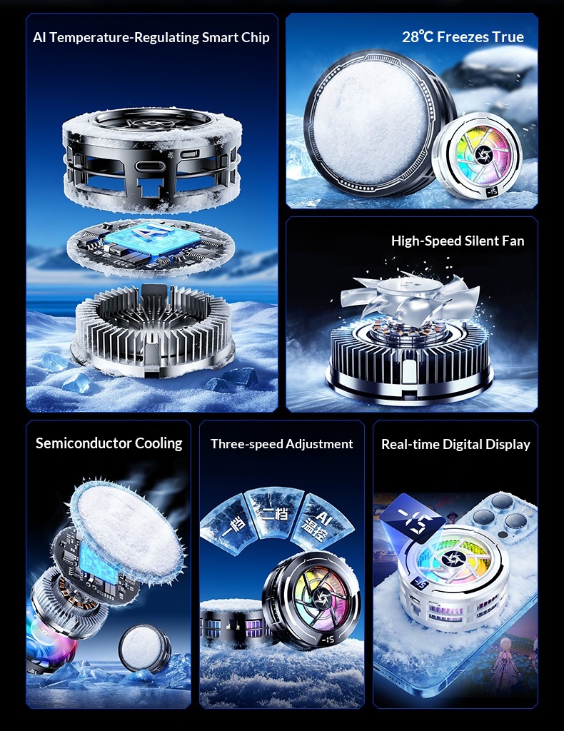 SL70 Mobile Phone Cooler With Semiconductor Refrigeration, AI Temperature Control, Rapid Cooling, True Freezing,_voghion.com