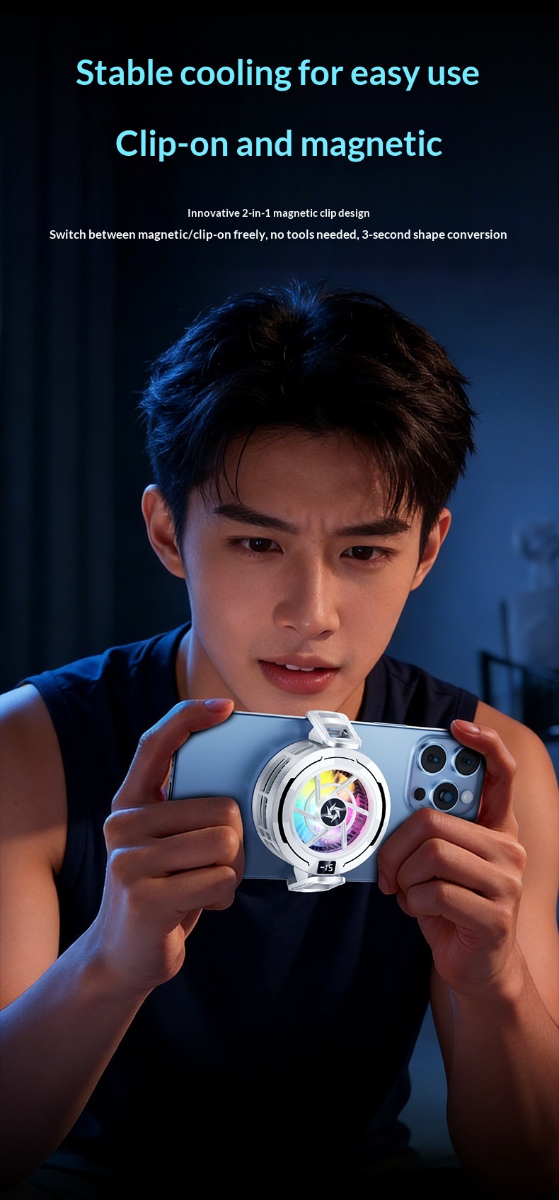 SL70 Mobile Phone Cooler With Semiconductor Refrigeration, AI Temperature Control, Rapid Cooling, True Freezing,_voghion.com