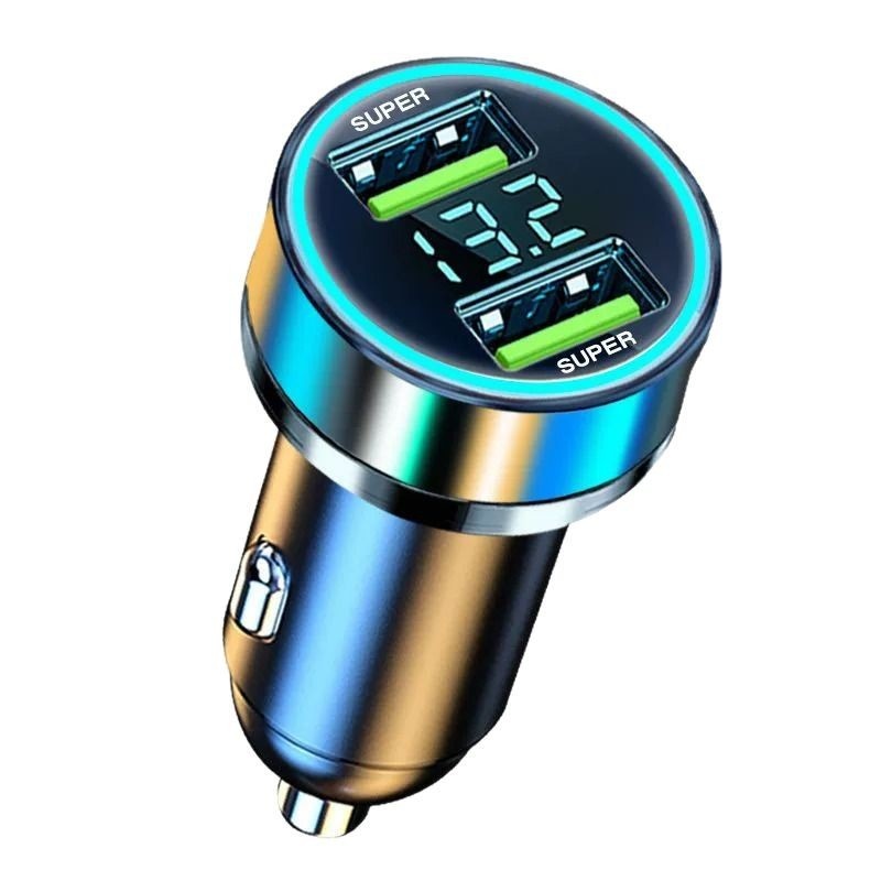 New Super Fast One-to-Two Flash Charging Cigarette Lighter Adapter Plug Dual USB Car Charger For Phones_voghion.com