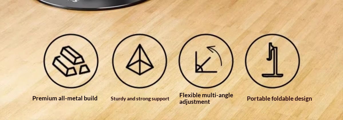 Supporto da tavolo in metallo girevole, pieghevole e regolabile in altezza per telefono e tablet, modello 2025, nuovo e pratico._voghion.com